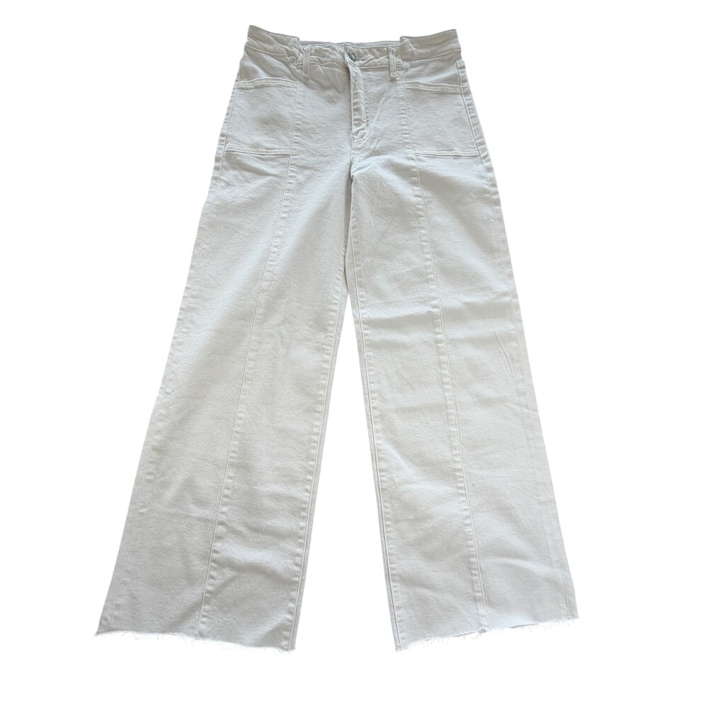 Vervet Blue Olivia Wide Leg Jeans Womens 31 White High Rise Frayed 32x31 Denim